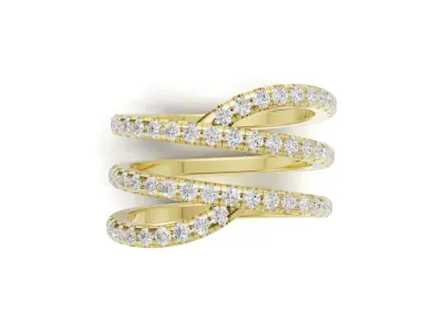 Multi Row Diamond Band Ring 3D print model