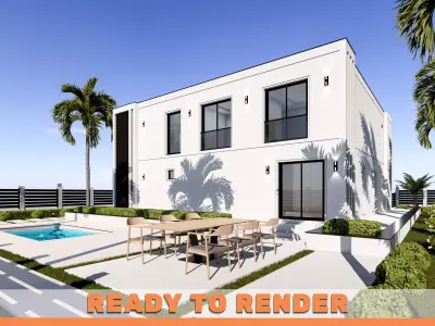 Modern Villa 3D model 17