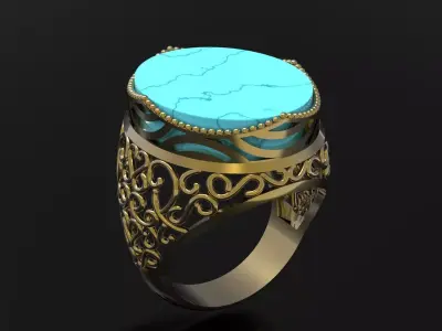 Luxurious Turquoise Filigree Islamic Arabesque Pattern gr0174 3D print model