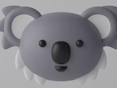 Cartoon Cute Koala Head 3D model