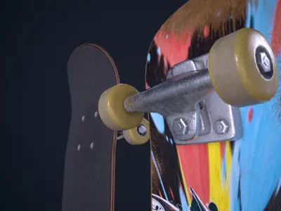Skateboard Low-poly 3D model 13
