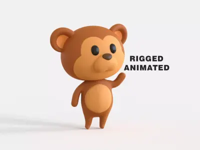 Little Funny Monkey Animated Low-poly 3D model