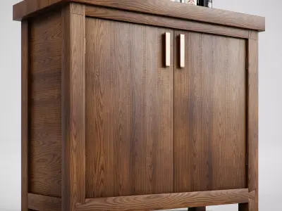 Reed Buffet Table 40 Inch Crate and Barrel 3DSsMax and UE5 C Low-poly 3D model