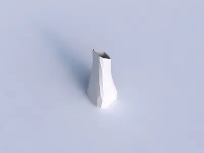 Vase squeezed and bent rectangle with low-polygon 3D print model