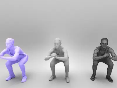 Young man doing squats 393 Low-poly 3D model