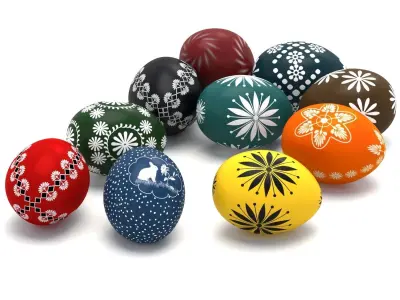 Easter eggs and Willow twigs 3D model