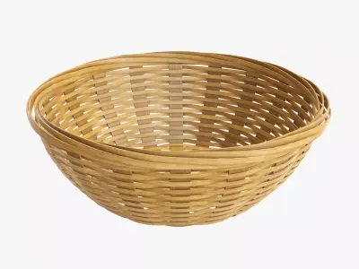 Wicker basket bowl with clipping path 2 medium brown 3D model