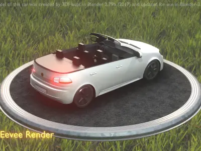 City Car 14 Compact Class Cabrio Open Type-C White  Low-poly 3D model