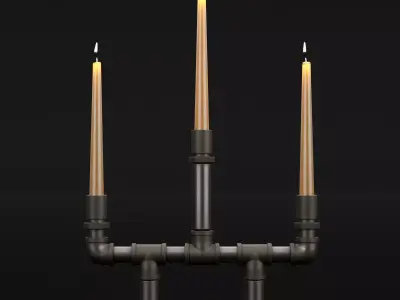 Candlestick set 6 candle holder 3D model