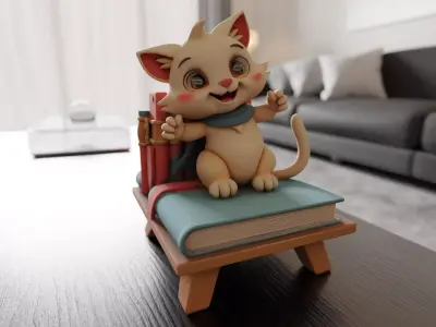 cat book decoration 3D print model