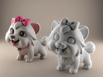 Cute Puppy 3D STL Model for Desk or Table Decoration 3D print model