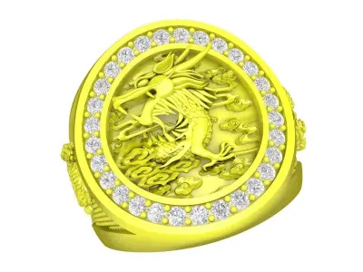 zodiac korean luxury chinese dragon men ring 4415 3D print model