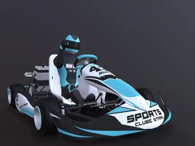 LowPolyKartWithPlayer1 go kart Low-poly 3D model