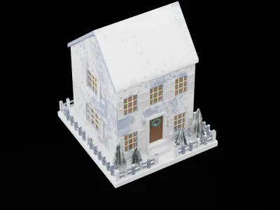 Christmas Putz House Low-poly 3D model purchase