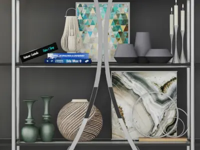 Set - 3 modern glass bookcase 3D model