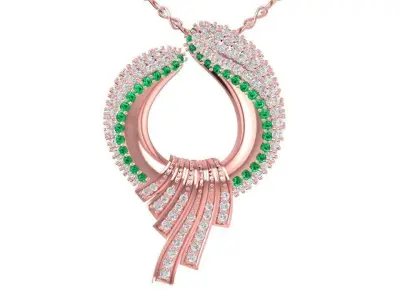 Luxury Diamond Emerald Pendant Necklace for Women 1744 3D print model