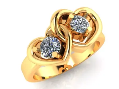 Women Ring 44 love hearts with diamonds ring for women 3D print model