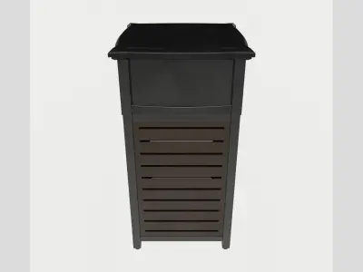 Metal Square Trash Can Low Poly High Poly 3D model