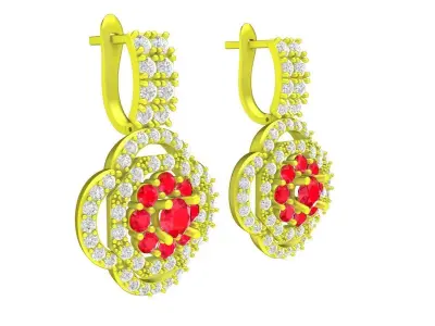 Luxury Floral Halo Gemstone Earrings for Women 5639 3D print model