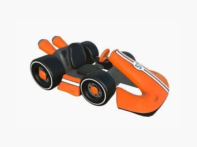Cartoon Kart D06 Orange - Vehicle Racing Design Low-poly 3D model