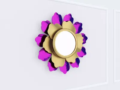 Decorative Metal Mirror plants with gold  m8 3D model