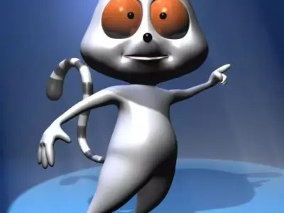 Cartoon Lemure Character Rigged Low-poly 3D model