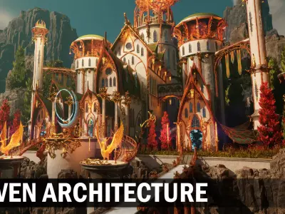 Elven architecture Low-poly 3D model