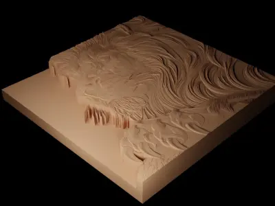 Lion CNC 3d Print High Relief Sand Casting 3D print model