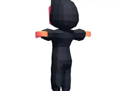 Ninja hooded character Free low-poly 3D model