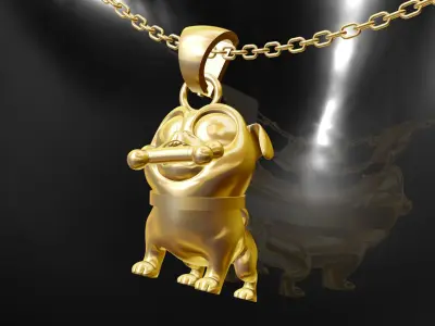 Dog statue sculpture pendant jewelry gold 3D print model