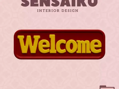 Welcome Door Sign 3D Print File for DIY Home Decor  Sensaiku 3D print model