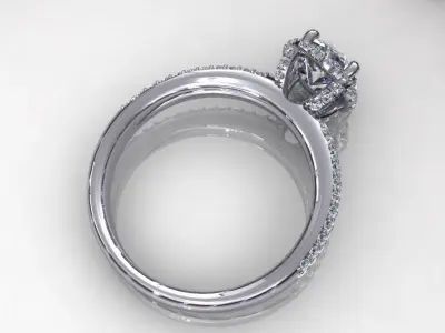 Three Row Wedding Ring 3D print model