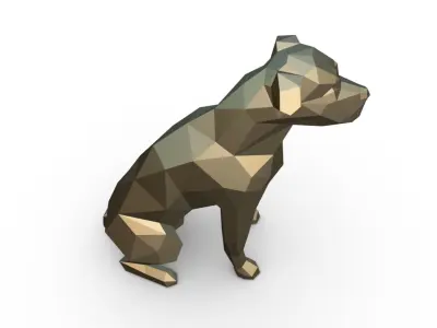 american staffordshire terrier low poly 3D print model