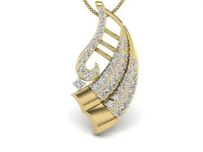Pendant 3dm render detail diamond gold 3D print model