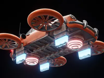 Sci fi  Flying Car Low-poly 3D model