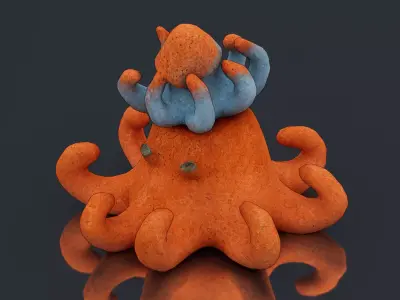 Octopus sculpture Low-poly 3D model