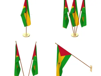 Sao Tome And Principe Flag Pack 3D model