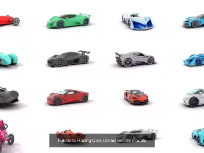 Futuristic Racing Cars Collection 3D Model Pack