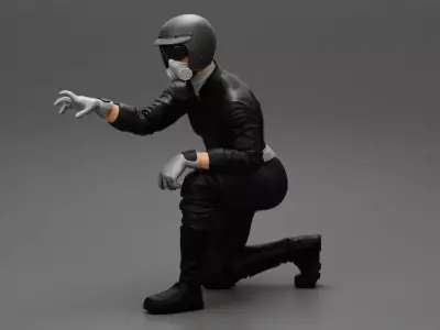 Drag Racing driver sitting in a gas mask 3D print model