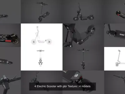 4 Electric Scooter with pbr Texture 3D Model Pack