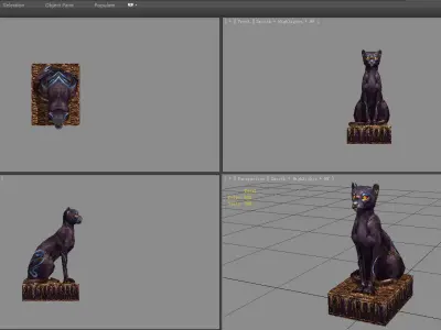 Stone panther sculpture - leopard sculpture Low-poly 3D model