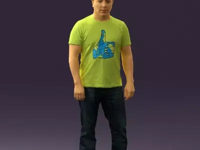 Man in golden shirt 0554 3D model