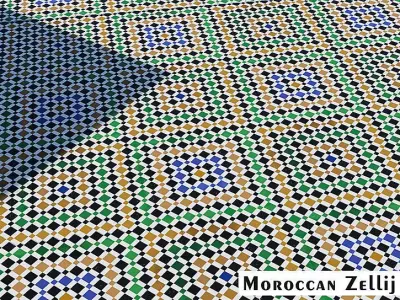 Moroccan Zellij Patern Tiles PBR Scaned Realistic Texture  Low-poly 3D model
