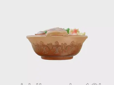 Moroccan Tagine with Couscous and Lamb Low-poly 3D model