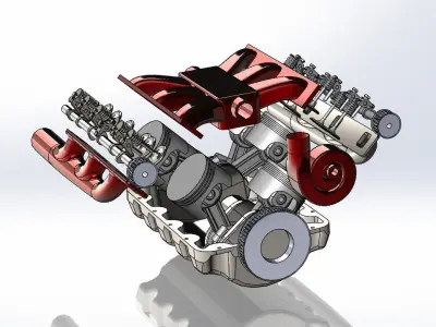 car engine 6 pistons  3D model