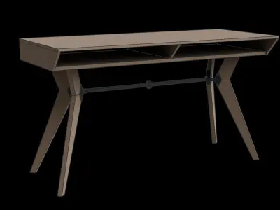 V Legs Wooden Desk Low-poly 3D model