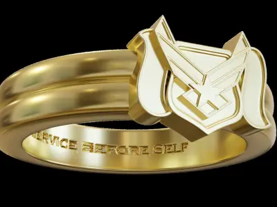 Patriotic Medallion Service Ring 3D print model