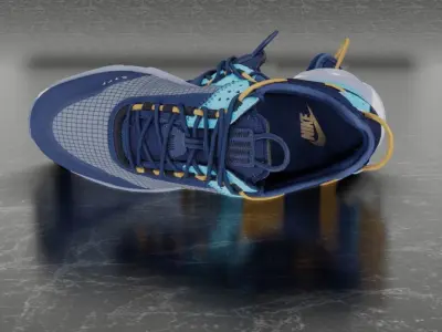 Nike 3D Shoes - White-Blue - N354 Series Low-poly 3D model