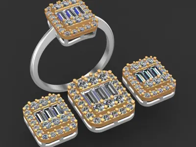 Diamond Solitaire Baguette Ring 3D print model