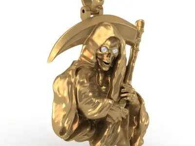 3 Models  Angel of death Pendant Grim Reaper Skull Jewelry STL  3D print model